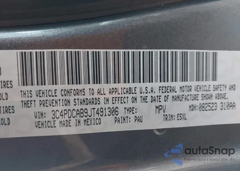 2018 Dodge Journey Se from USA, damaged, VIN 3C4PDCAB9JT491306